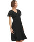 Фото #4 товара Women's Flutter-Sleeve Fit & Flare Dress