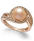 ფოტო #1 პროდუქტის White Cultured Freshwater Pearl (9mm) and Diamond (1/3 ct. t.w.) Swirl Ring in 14k White Gold (Also Available in 14k Yellow Gold & 14k Rose Gold)