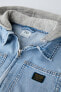 Комбинированная джинсовая куртка-рубашка с капюшоном ZARA
