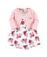 ფოტო #1 პროდუქტის Baby Girls Cotton Dress and Cardigan 2pc Set, Blush Floral