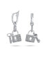 Фото #1 товара Pave Crystal Lock And Key Charm Dangle Earrings For Women Girlfriend Couples Rhodium Plated Brass