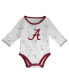 ფოტო #2 პროდუქტის Newborn and Infant Boys and Girls Crimson, White Alabama Crimson Tide Dream Team Raglan Long Sleeve Bodysuit Hat and Pants Set
