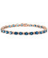 ფოტო #1 პროდუქტის EFFY® London Blue Topaz (13-1/3 ct. t.w.) & Diamond (1/4 ct. t.w.) Tennis Bracelet in 14k Rose Gold