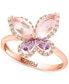 ფოტო #2 პროდუქტის EFFY® Rose Quartz (1 ct. t.w.), Pink Amethyst (1/3 ct. t.w.) & Diamond (1/6 ct. t.w.) Butterfly Ring in 14k Rose Gold