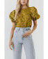 ფოტო #3 პროდუქტის Women's Texture Fabric Top w/ Puff Short Sleeve