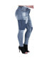 ფოტო #2 პროდუქტის Plus Size Women's Patchwork Stretch Denim Premium Jeans