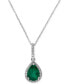 Фото #1 товара EFFY Collection brasilica by EFFY® Emerald (9/10 ct. t.w.) and Diamond (1/8 ct. t.w.) Drop Pendant in 14k White Gold, Created for Macy's