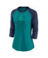Фото #3 товара Women's Aqua, Navy Seattle Mariners Next Up Tri-Blend Raglan 3/4-Sleeve T-shirt