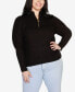 Black Label Plus Size Ribbed Mock Neck Half-Zip Sweater