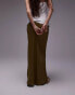 Topshop satin bias maxi skirt in khaki