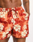 ASOS DESIGN swim shorts in short length in red floral print