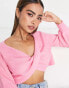 Miss Selfridge wrap jumper in pink Розовый, L - EU 44-46 - фото #4