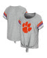 Women's Heathered Gray Clemson Tigers Boo You Knotted Raglan T-Shirt
