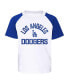 ფოტო #3 პროდუქტის Little Boys and Girls Los Angeles Dodgers White, Heather Gray Groundout Baller Raglan T-shirt and Shorts Set