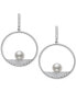 ფოტო #3 პროდუქტის Cultured Freshwater Button Pearl (7mm) & Cubic Zirconia Pavé Circle Drop Earrings, Created for Macy's
