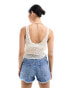 Фото #4 товара Miss Selfridge open stitch crochet crop vest top in cream