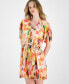 Women's Watercolor Floral Short-Sleeve Dress