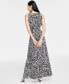 Фото #2 товара Women's Printed Keyhole-Neck Maxi Dress, Created for Macy's