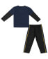 ფოტო #2 პროდუქტის Toddler Boys Navy, Black Michigan Wolverines Long Sleeve T-shirt and Pants Set