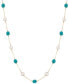 ფოტო #1 პროდუქტის Turquoise & Freshwater Pearl (8 x 6mm) 18" Collar Necklace in 14k Gold