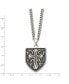 ფოტო #2 პროდუქტის Antiqued Polished Cross Shield Pendant on a Curb Chain Necklace