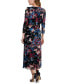 Women's Floral-Print Ruched Midi Dress