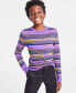 ფოტო #1 პროდუქტის Holiday Lane Big Boys Bright Stripe Fair Isle Sweater, Created for Macy's