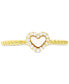 Mother of Pearl & Cubic Zirconia Heart Ring in 14k Gold-Plated Sterling Silver