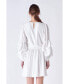 ფოტო #3 პროდუქტის Women's Cinched Puff Sleeve Belted Dress