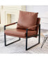 2-piece set of sofa chairs. PU leather armchair Modern metal frame upholstered armchair Super thick upholstered backrest and cushion Living room sofa chair (brown PU leather metal frame foam)