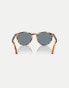 Фото #4 товара Persol po3152s round sunglasses in brown with blue lens in brown striped yellow