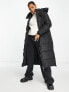 New Look longline padded coat with hood in black