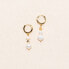 ფოტო #1 პროდუქტის 18K Gold Plated Freshwater Pearls with Stars Huggie Hoops - Twinkie Earrings For Women