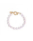ფოტო #1 პროდუქტის 18K Gold Plated Freshwater Pearls with Purple Glass Beads - Taro Bracelet 9" For Women