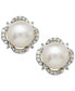 ფოტო #1 პროდუქტის Cultured Freshwater Pearl (7mm) & Diamond (1/6 ct. t.w.) Halo Stud Earrings in 14k Gold