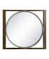 Round Wall Mirror With Rectangular Wooden Frame, Brown