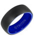 Men's Rounded Edge Wedding Band in Blue Ceramic & Raw Black Tungsten Carbide