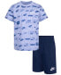 ფოტო #1 პროდუქტის Little Boys All-Over Print T-shirt and Shorts, 2 Piece Set