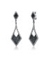 Фото #3 товара Sterling Silver Black And White Gold Plated Kite Shape Drop Earrings