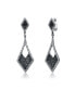 ფოტო #3 პროდუქტის Sterling Silver Black And White Gold Plated Kite Shape Drop Earrings