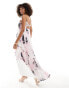 ASOS DESIGN chiffon trapeze maxi dress with raw edge in floral print