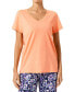 ფოტო #4 პროდუქტის Women's Solid Short-Sleeve V-Neck Sleep Tee