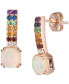 ფოტო #1 პროდუქტის Multi-Gemstone (1-1/20 ct. t.w.) & Vanilla Diamond (1/20 ct. t.w.) Drop Earrings in 14k Rose Gold