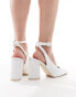 Be Mine Wide Fit Bridal Neeru slingback heeled shoes in ivory satin