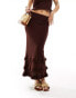 Фото #5 товара Miss Selfridge crochet maxi skirt with frill detail in chocolate co-ord