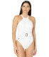 Фото #1 товара Купальник Polo Ralph Lauren 273485 Ribbed Solids High Neck Belted One-Piece, белый, s