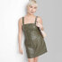 Фото #2 товара Women's Faux Leather Zip Front Mini Pinafore Dress - Wild Fable