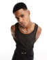 ASOS DESIGN muscle fit vest in black lace with neck