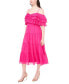 ფოტო #3 პროდუქტის Women's Tiered Cold-Shoulder Ruffle Midi Dress