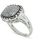 Cubic Zirconia Rope-Framed Statement Ring in Sterling Silver